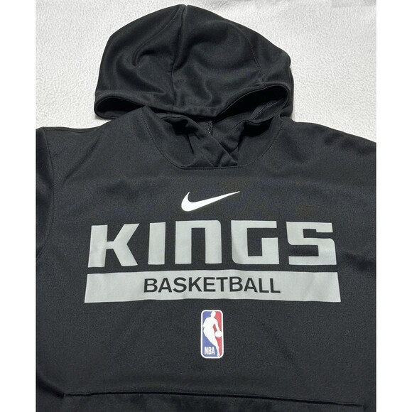 Sacramento Kings Basketball Nike Dri Fit Hoodie Black NBA Logo Men’s Size Small - Picture 2 of 10